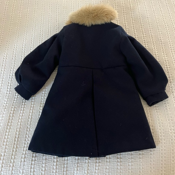LIKE NEW!! Girls 2t Janie and back navy blue pleated pea coat - Picture 2 of 4